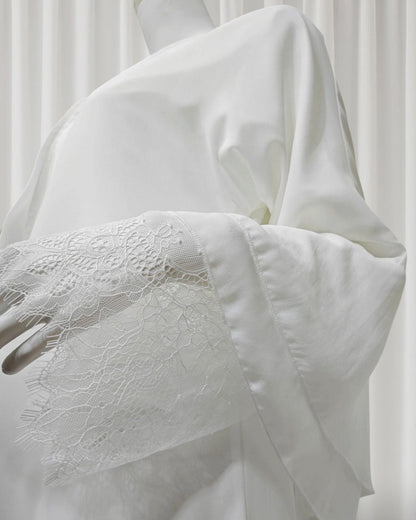 Leilah Lace Abaya Set - White (EG142) - Ikah