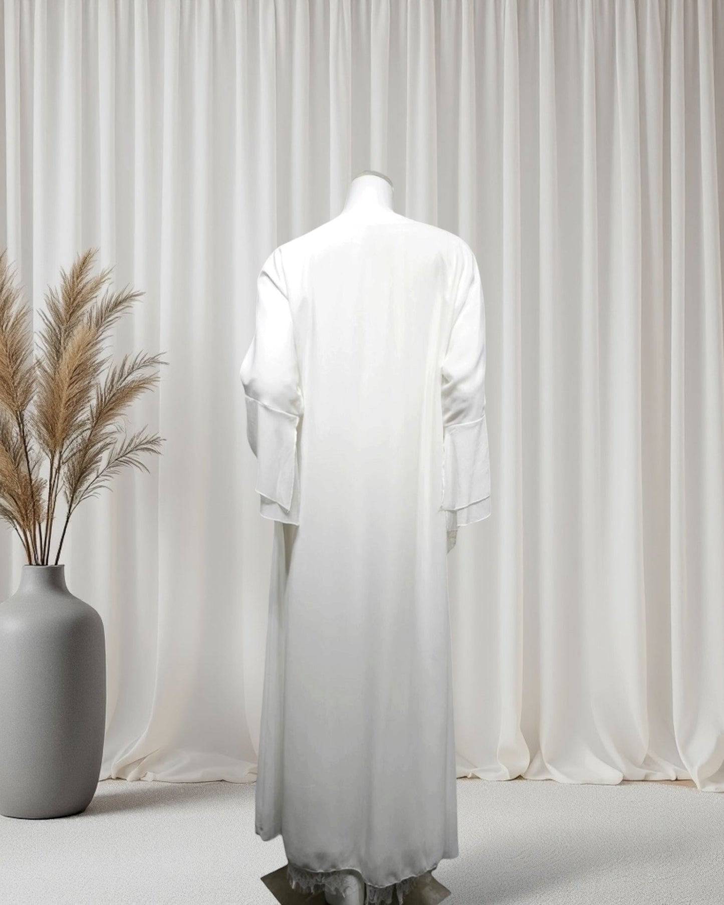Leilah Lace Abaya Set - White (EG142) - Ikah
