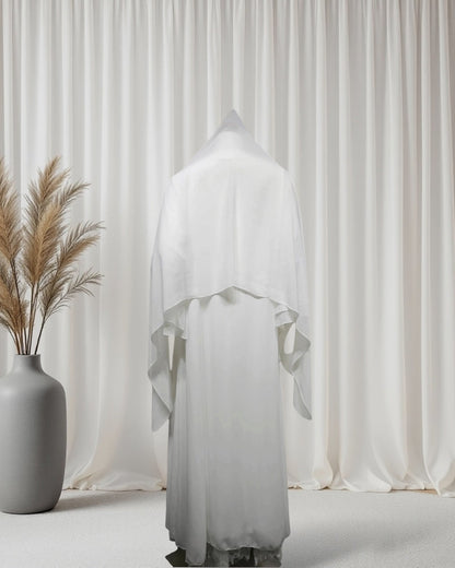 Leilah Lace Abaya Set - White (EG142) - Ikah