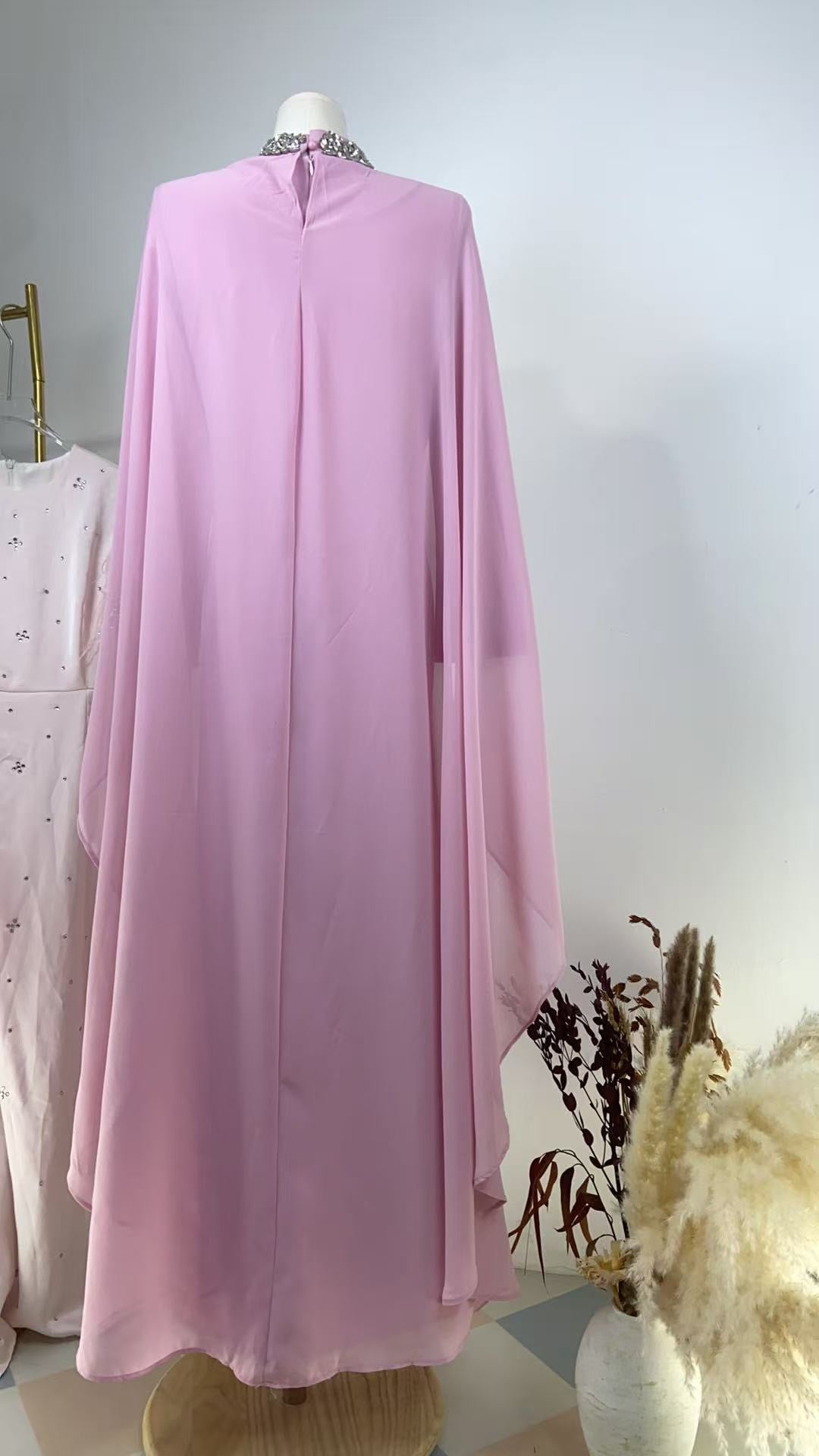 Luxe 2 - Piece Crystal Cape Dress (EG112) - Elara Global