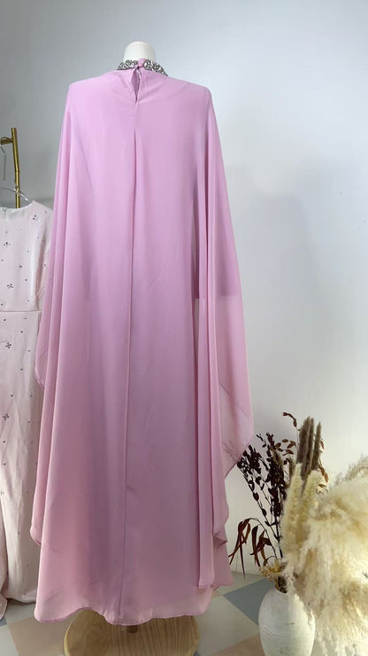 Luxe 2 - Piece Crystal Cape Dress (EG112) - Elara Global