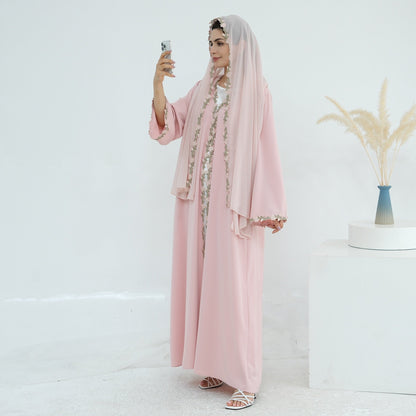 Meadowlace Open Abaya & Hijab Set (EG122) - Elara Global