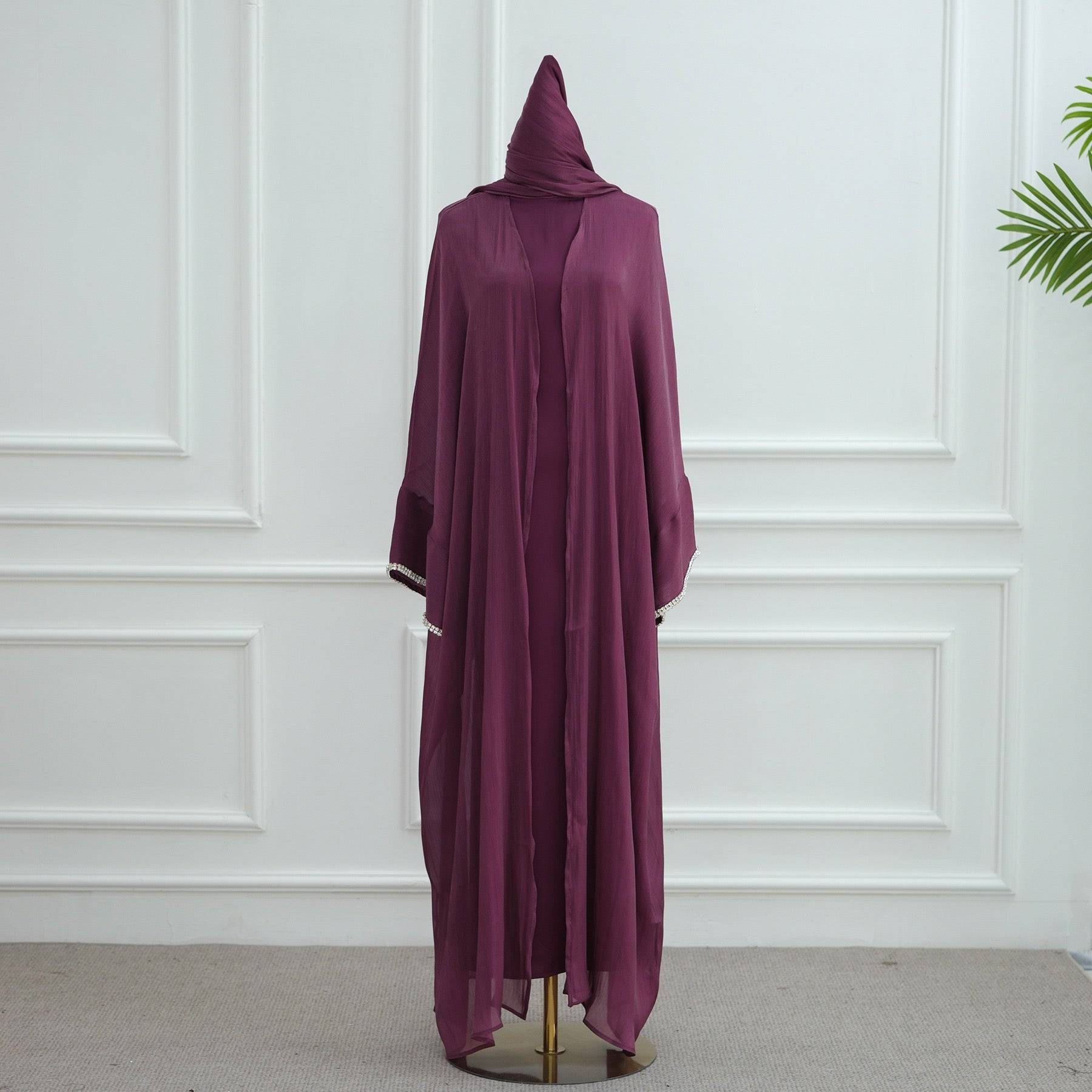 Modest Luxury Evening Wear Beading - Embellished Abaya Set (EG112) - Elara Global