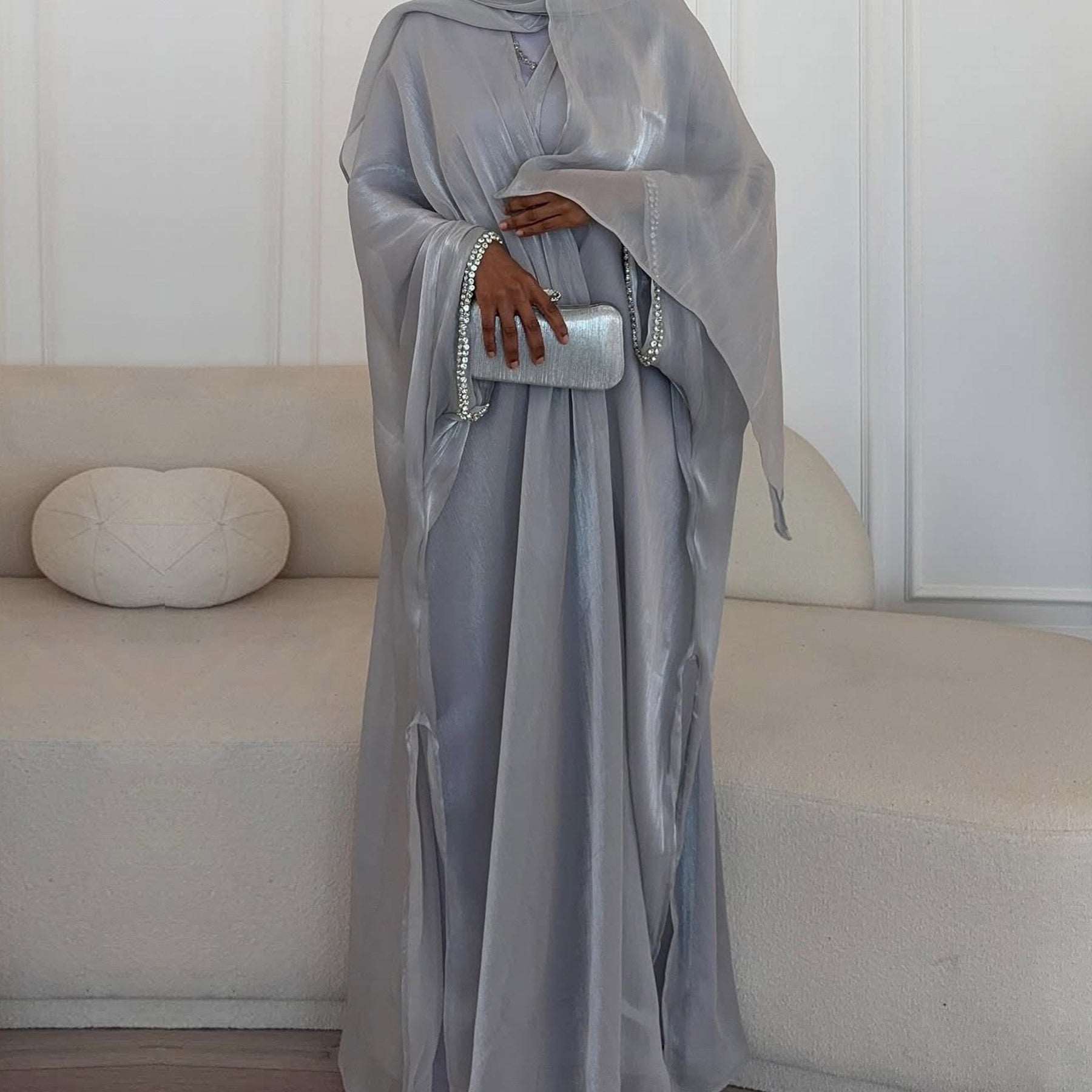 Modest Luxury Evening Wear Beading - Embellished Abaya Set (EG112) - Elara Global