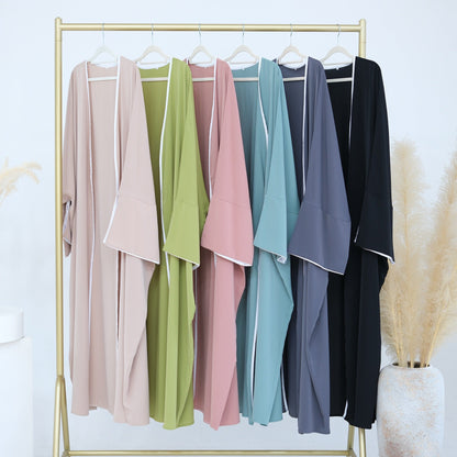 Piping Abaya With Split Sleeves(EG128) - Elara Global