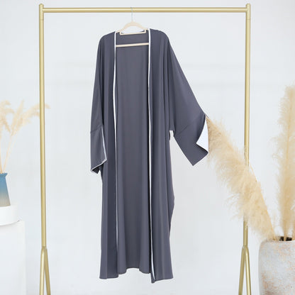 Piping Abaya With Split Sleeves(EG128) - Elara Global