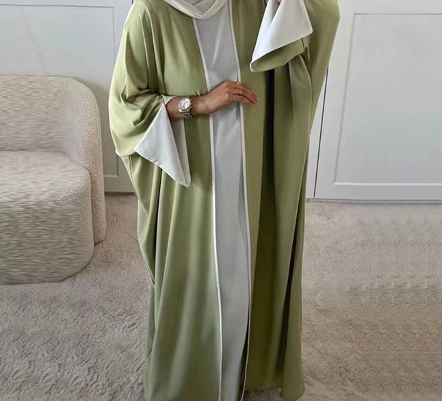 Piping Abaya With Split Sleeves(EG128) - Elara Global