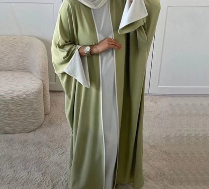 Piping Abaya With Split Sleeves(EG128) - Elara Global