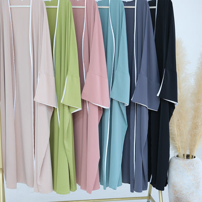 Piping Abaya With Split Sleeves(EG128) - Elara Global