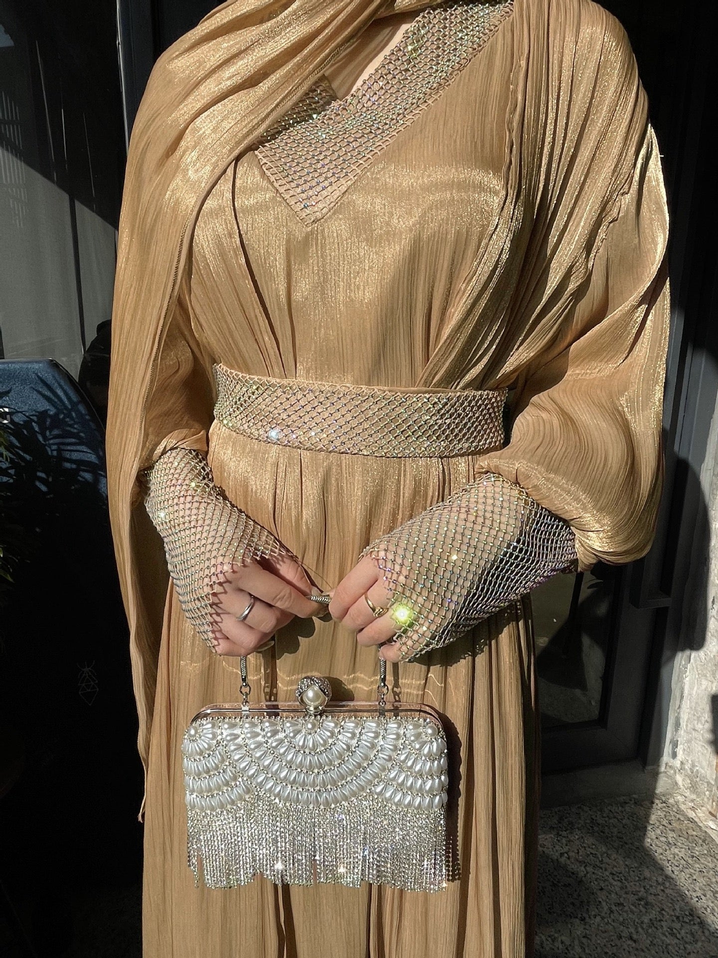 SHIMMERING EVENING ABAYA SET - 4 pc set (EG132) - Elara Global