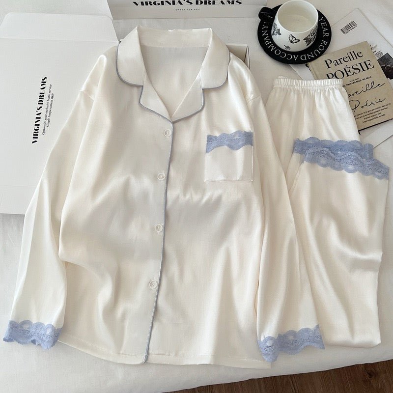 Silky Lace - Trim Pajama Set - Elara Global