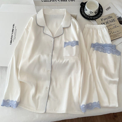Silky Lace - Trim Pajama Set - Elara Global