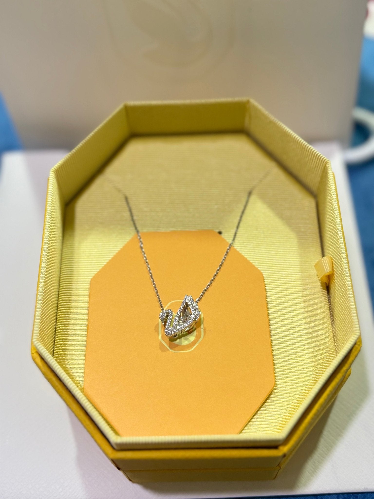 Swarovski Dancing swan, White, Rhodium plated necklace - Elara Global