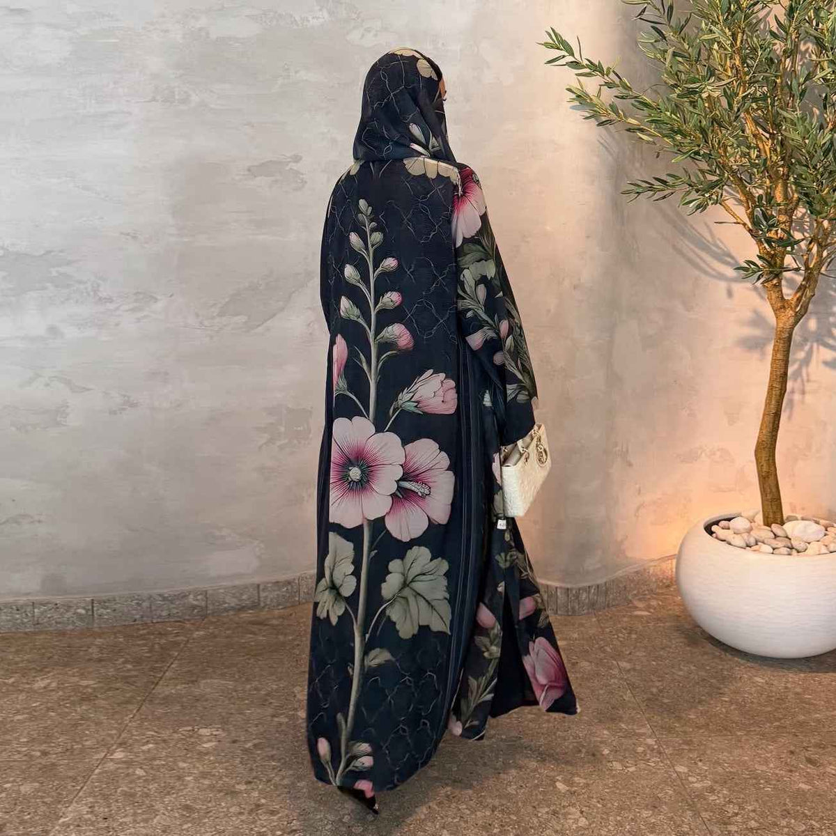 The Artisanal Midnight Floral Abaya Set (EG150) - Ikah