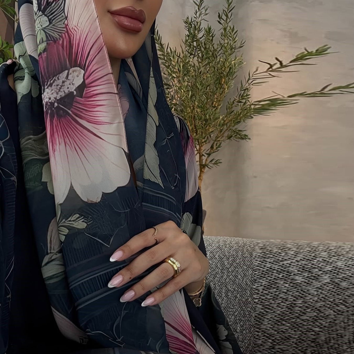 The Artisanal Midnight Floral Abaya Set (EG150) - Ikah