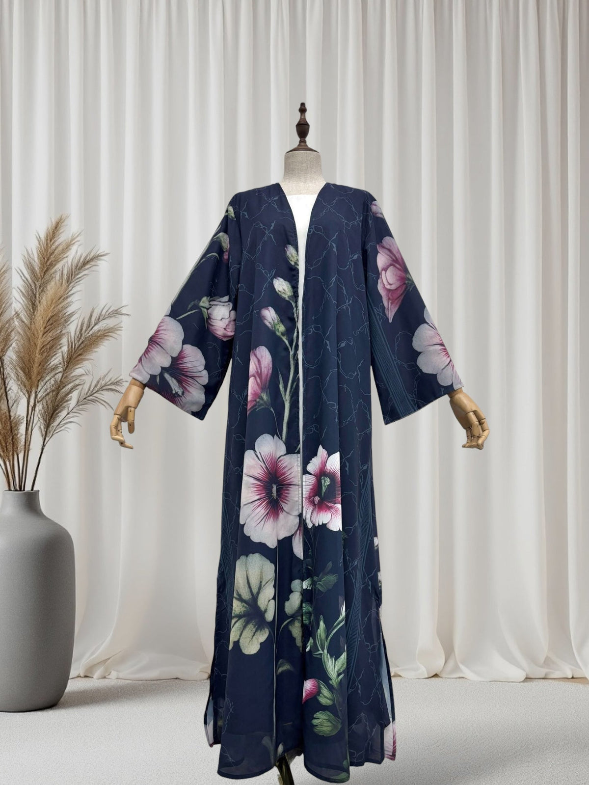 The Artisanal Midnight Floral Abaya Set (EG150) - Ikah
