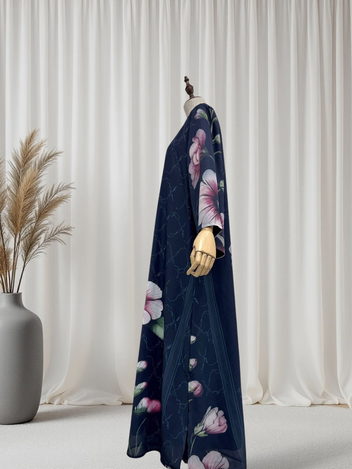 The Artisanal Midnight Floral Abaya Set (EG150) - Ikah
