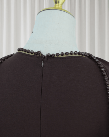 The Atelier Pearl Cape Dress - Dark Coffee(DC158) - Ikah
