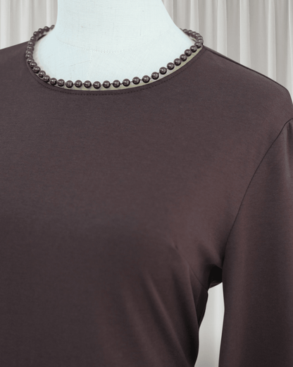The Atelier Pearl Cape Dress - Dark Coffee(DC158) - Ikah