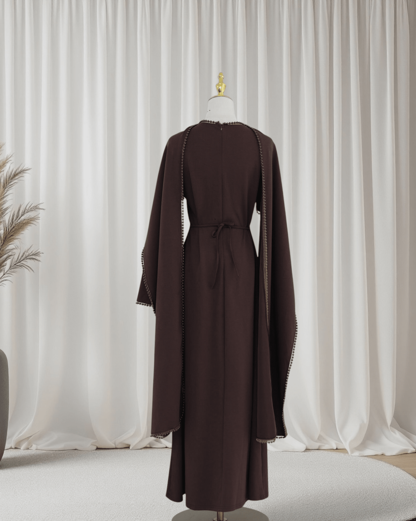 The Atelier Pearl Cape Dress - Dark Coffee(DC158) - Ikah