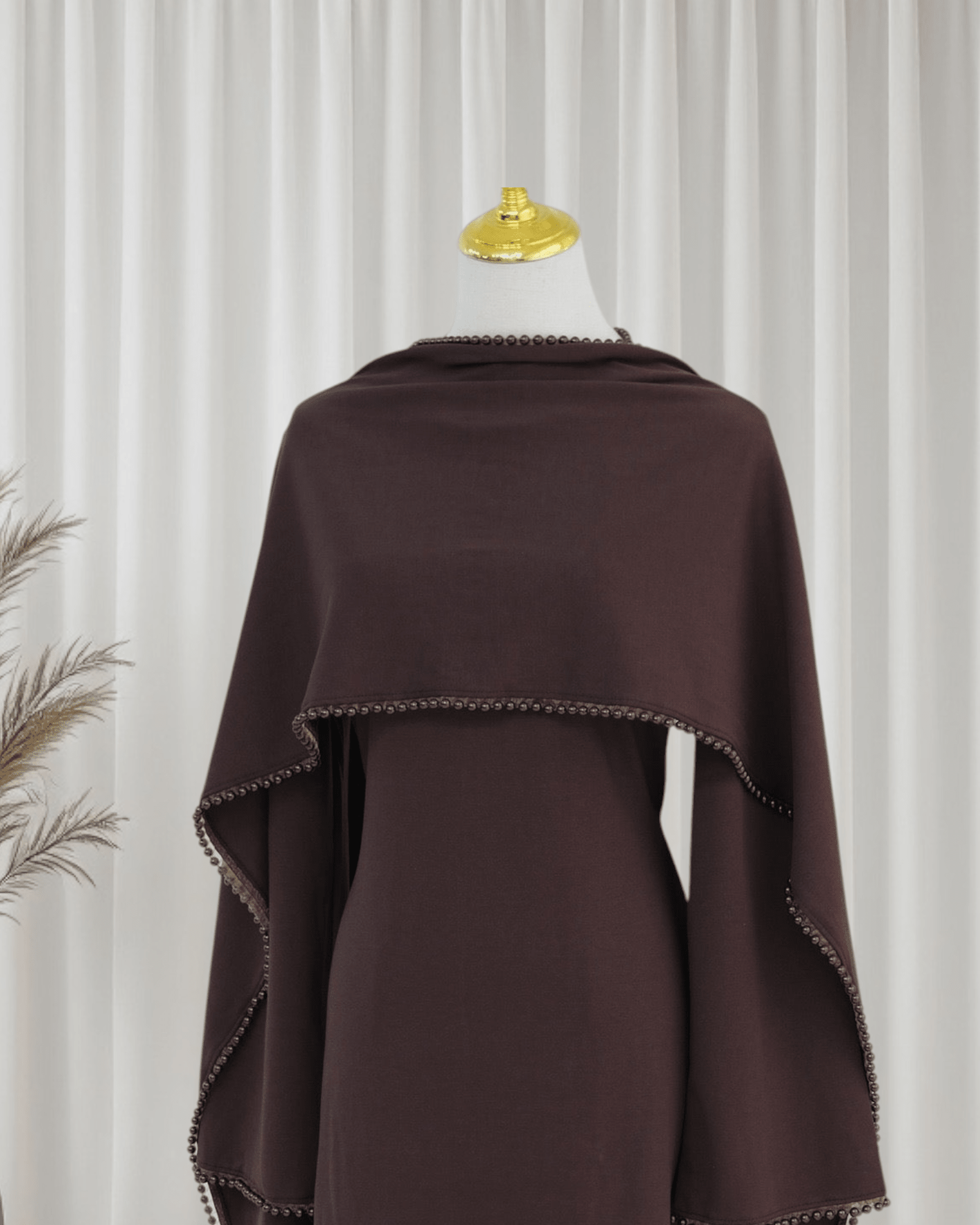 The Atelier Pearl Cape Dress - Dark Coffee(DC158) - Ikah