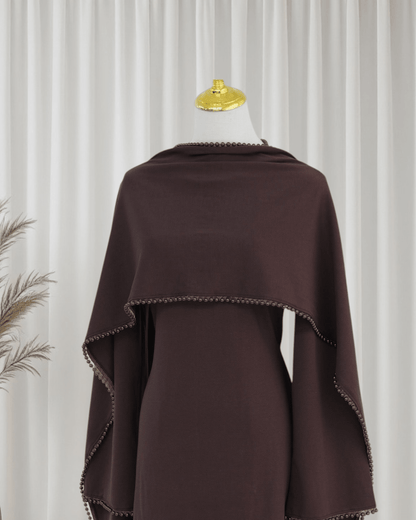 The Atelier Pearl Cape Dress - Dark Coffee(DC158) - Ikah