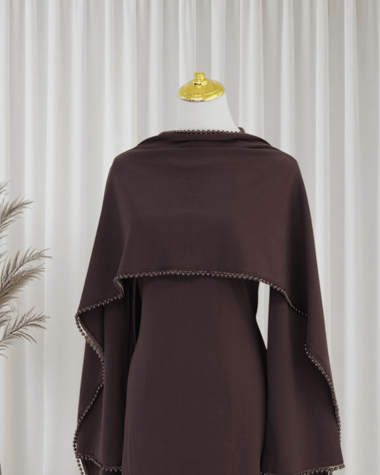 The Atelier Pearl Cape Dress - Dark Coffee(DC158) - Ikah