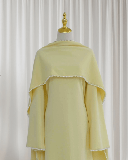 The Atelier Pearl Cape Dress - Yellow (DY158) - Ikah