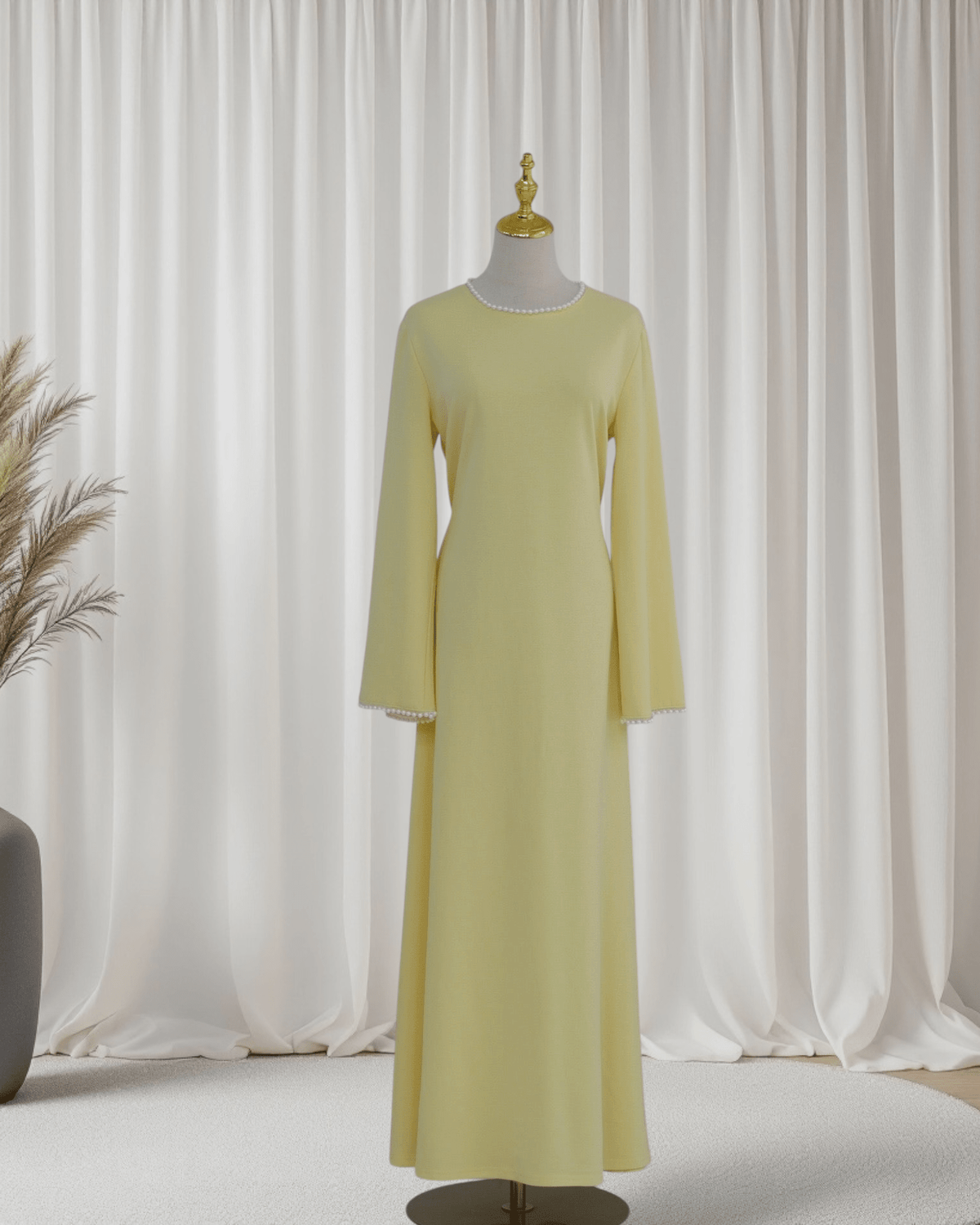 The Atelier Pearl Cape Dress - Yellow (DY158) - Ikah