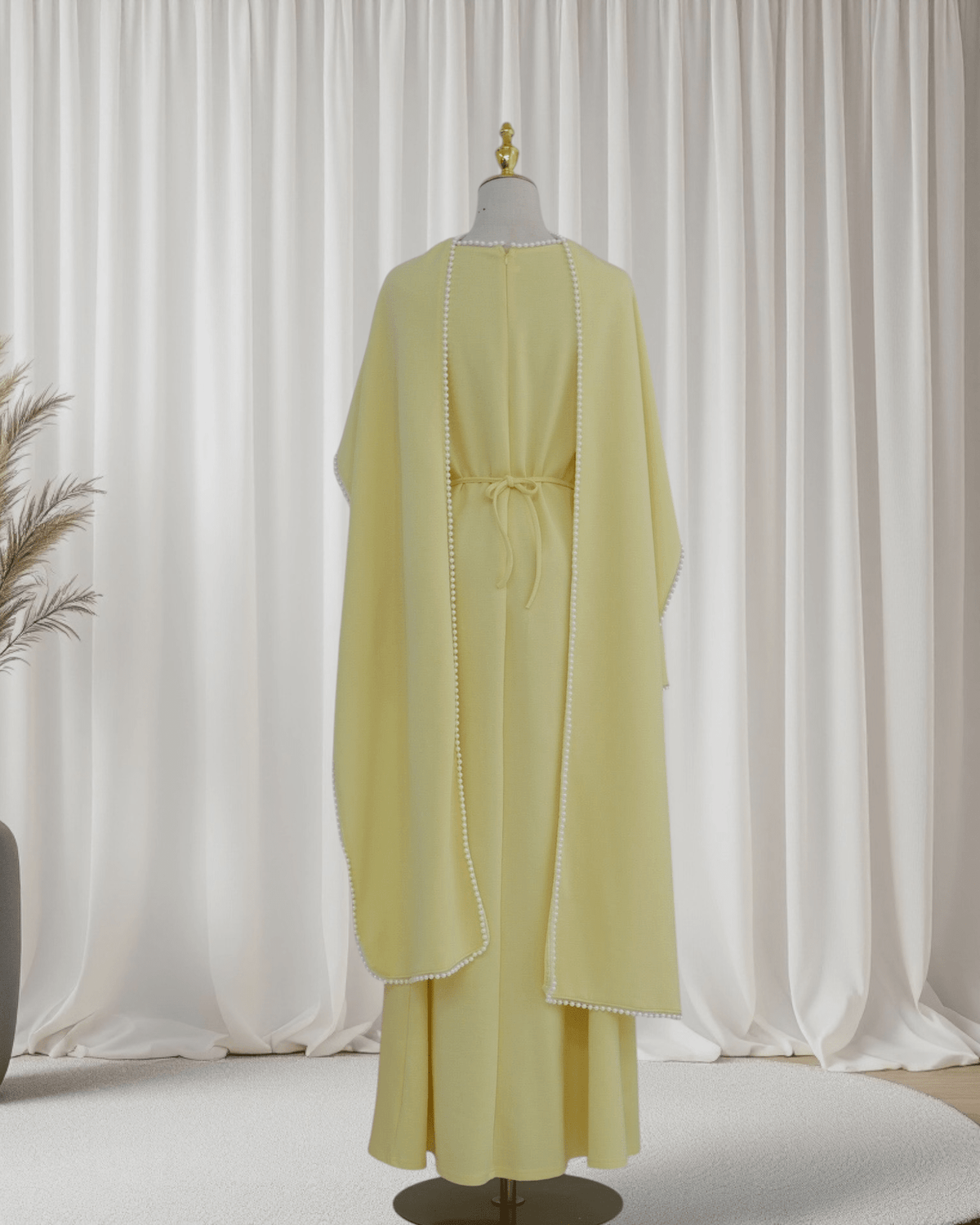 The Atelier Pearl Cape Dress - Yellow (DY158) - Ikah