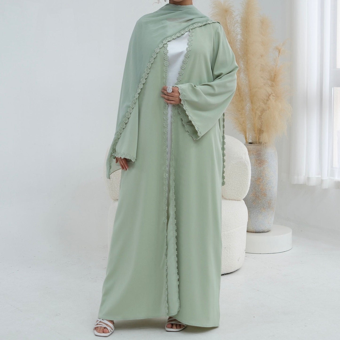 The Bloom Lace Abaya Set (EG137) - Ikah