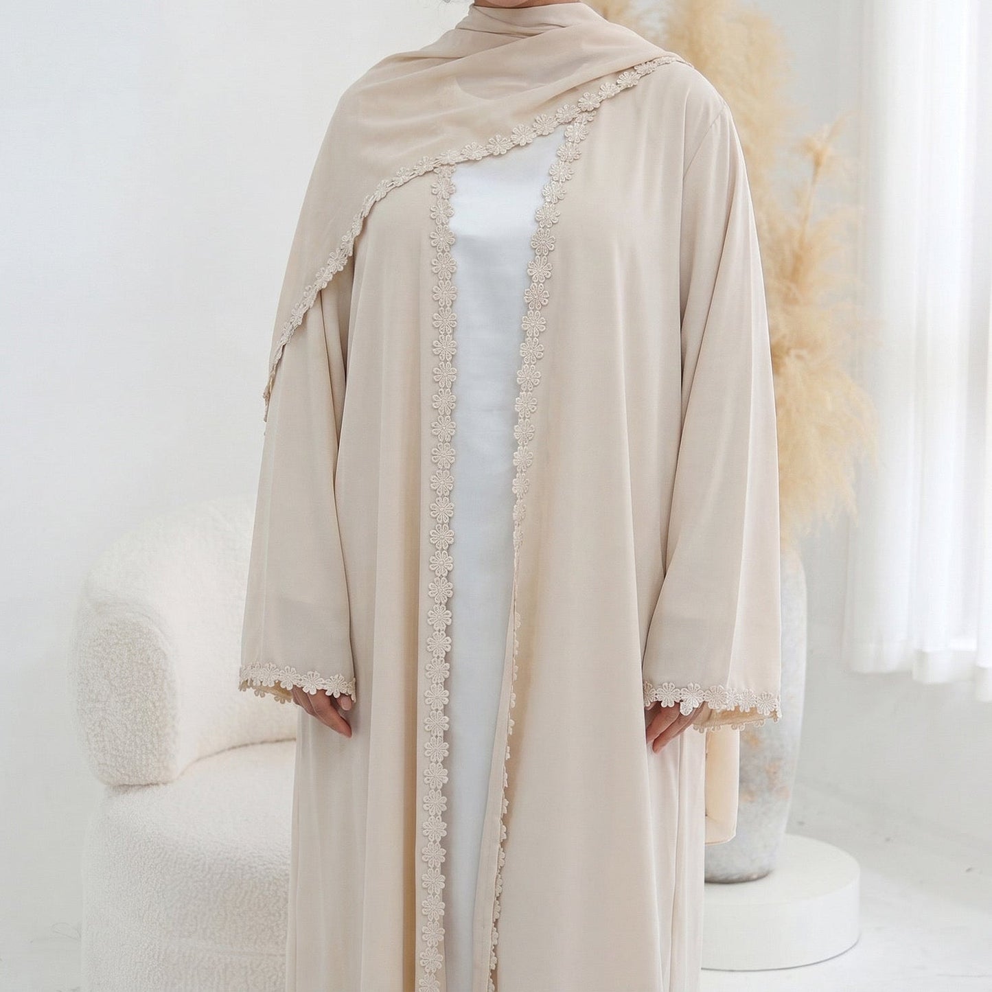 The Bloom Lace Abaya Set (EG137) - Ikah
