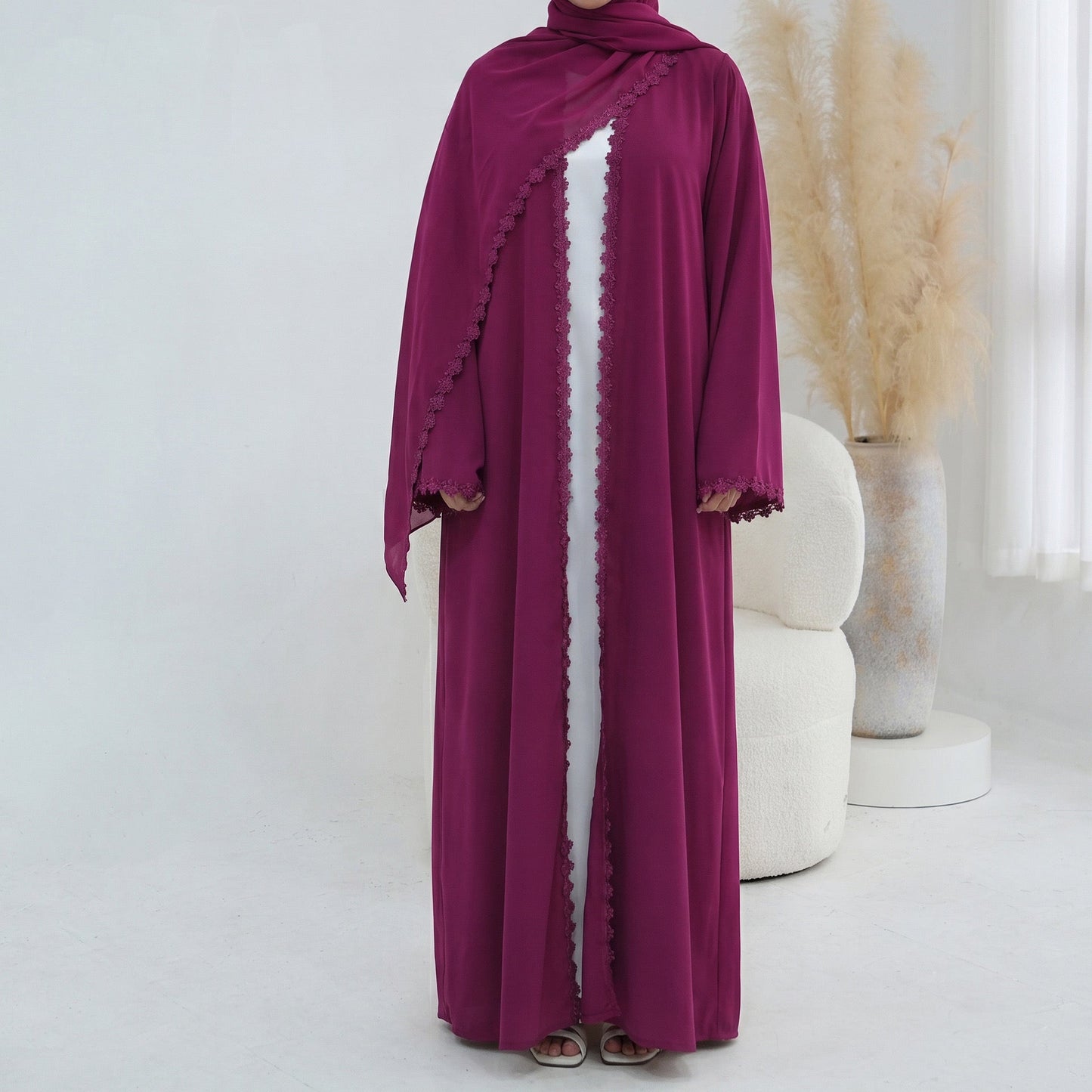 The Bloom Lace Abaya Set (EG137) - Ikah