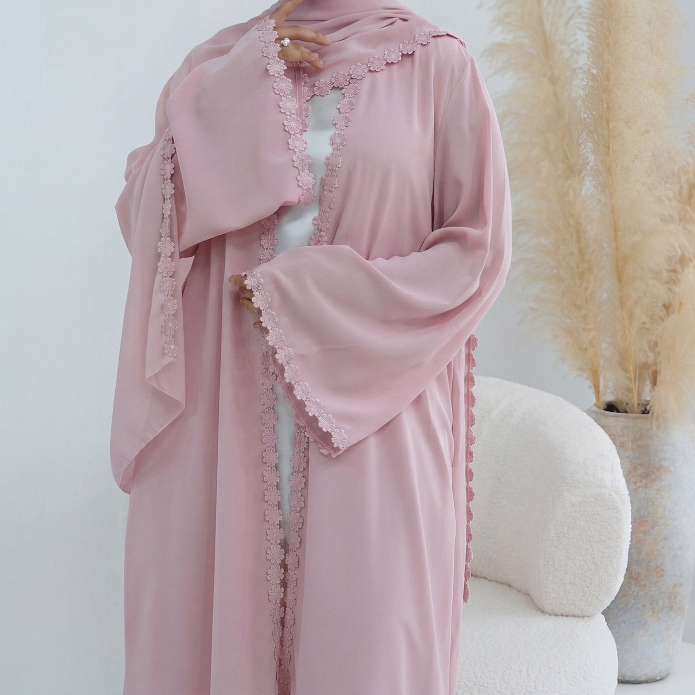 The Bloom Lace Abaya Set (EG137) - Ikah