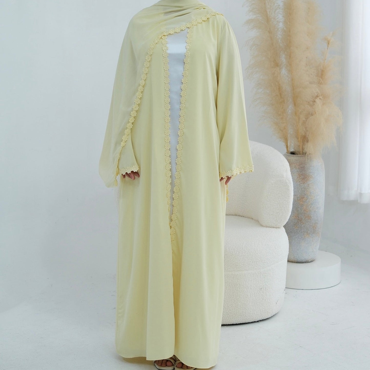The Bloom Lace Abaya Set (EG137) - Ikah
