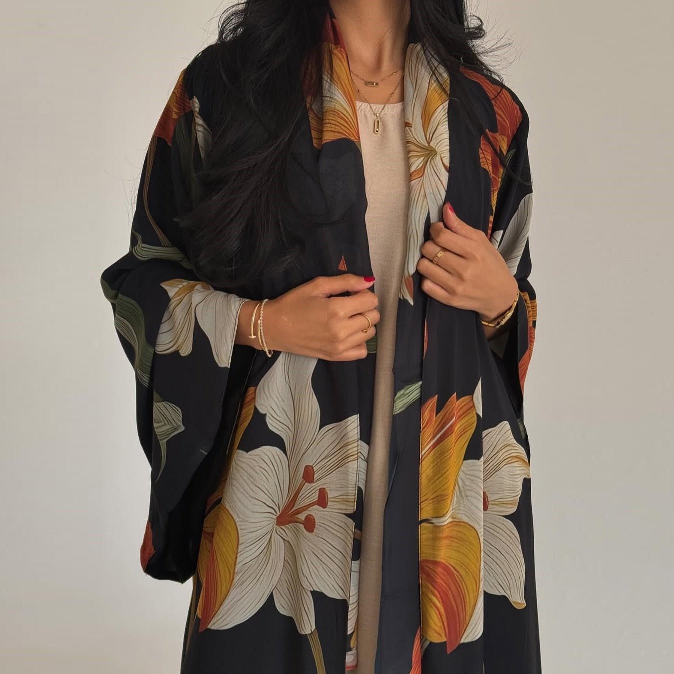 The Botanical Large Print Abaya Set (IA166) - Ikah