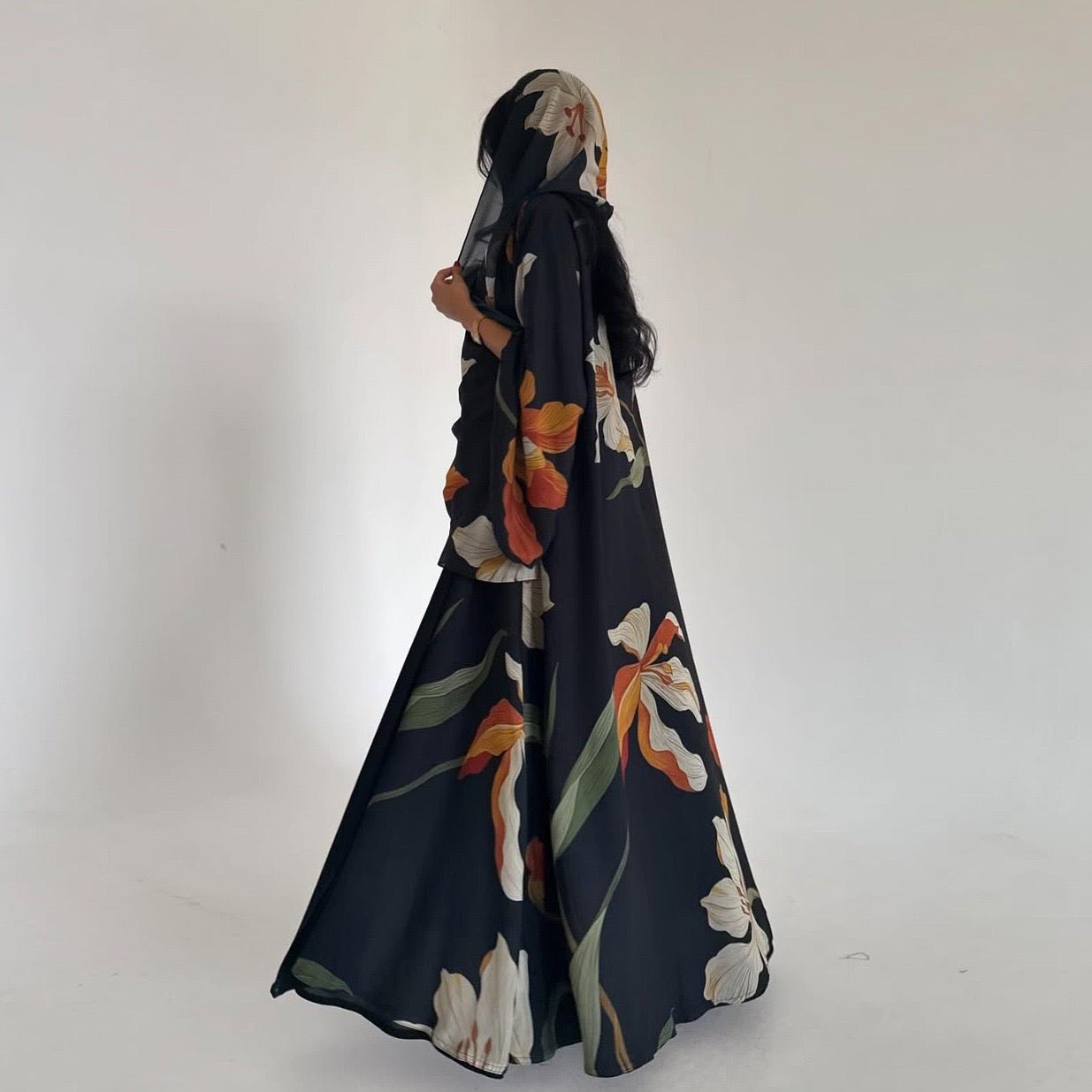 The Botanical Large Print Abaya Set (IA166) - Ikah