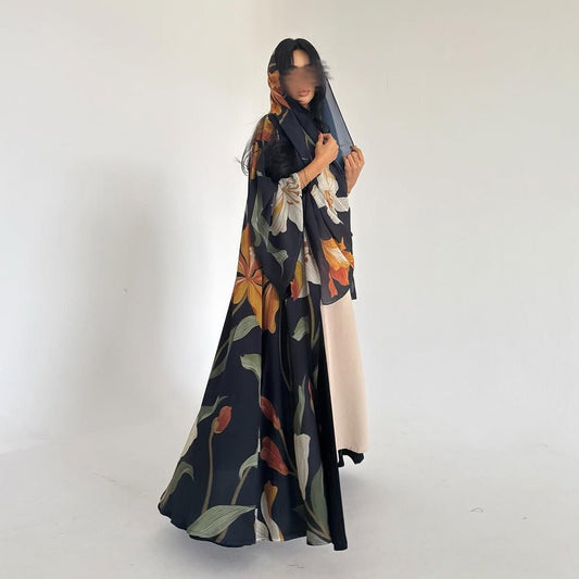 The Botanical Large Print Abaya Set (IA166) - Ikah