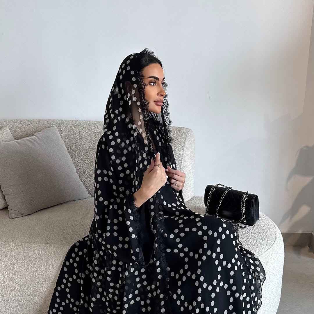 The Polka Dot Lace Abaya Set (EG148) - Ikah