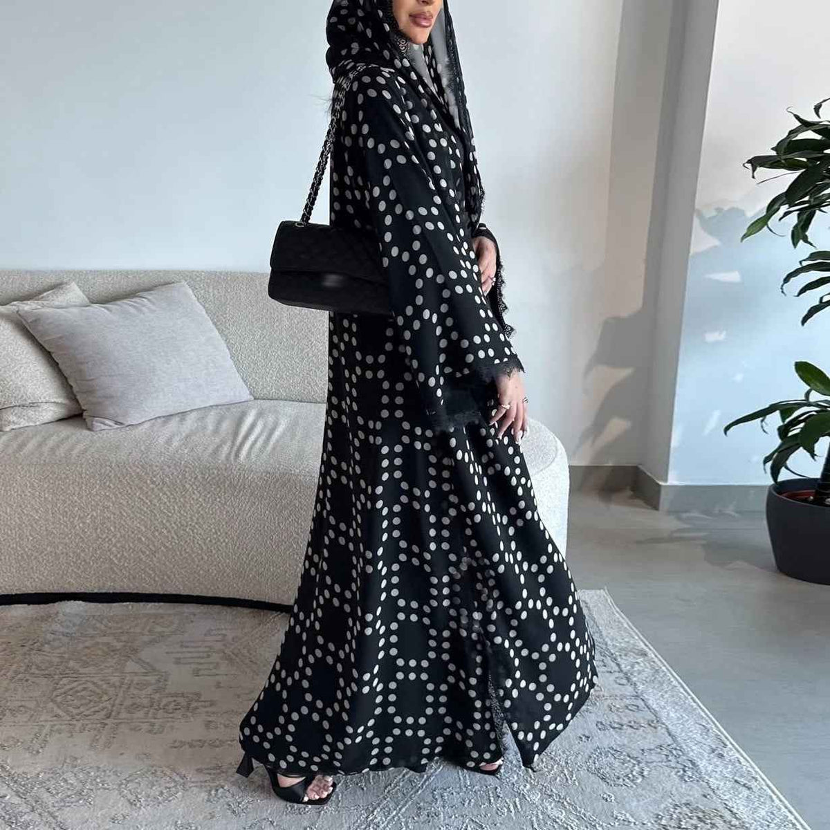 The Polka Dot Lace Abaya Set (EG148) - Ikah