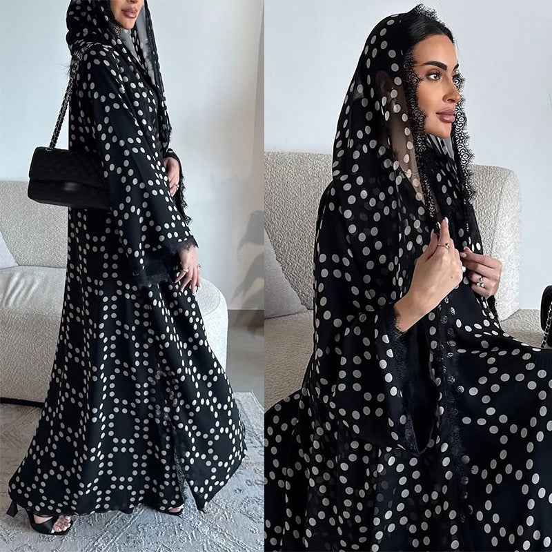 The Polka Dot Lace Abaya Set (EG148) - Ikah