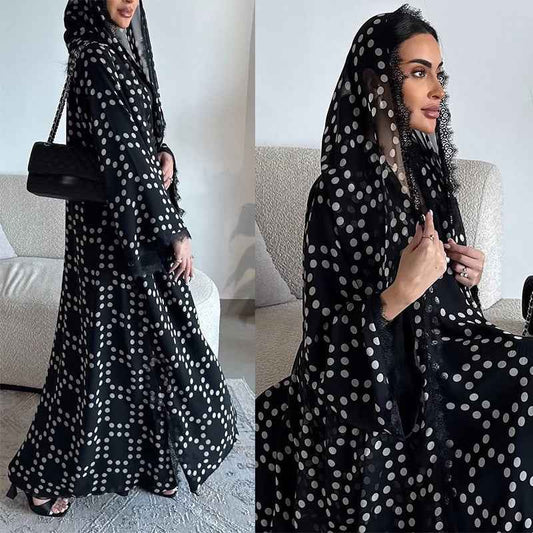 The Polka Dot Lace Abaya Set (EG148) - Ikah