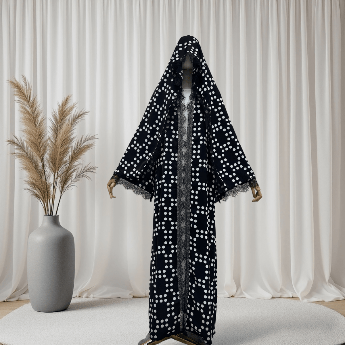 The Polka Dot Lace Abaya Set (EG148) - Ikah