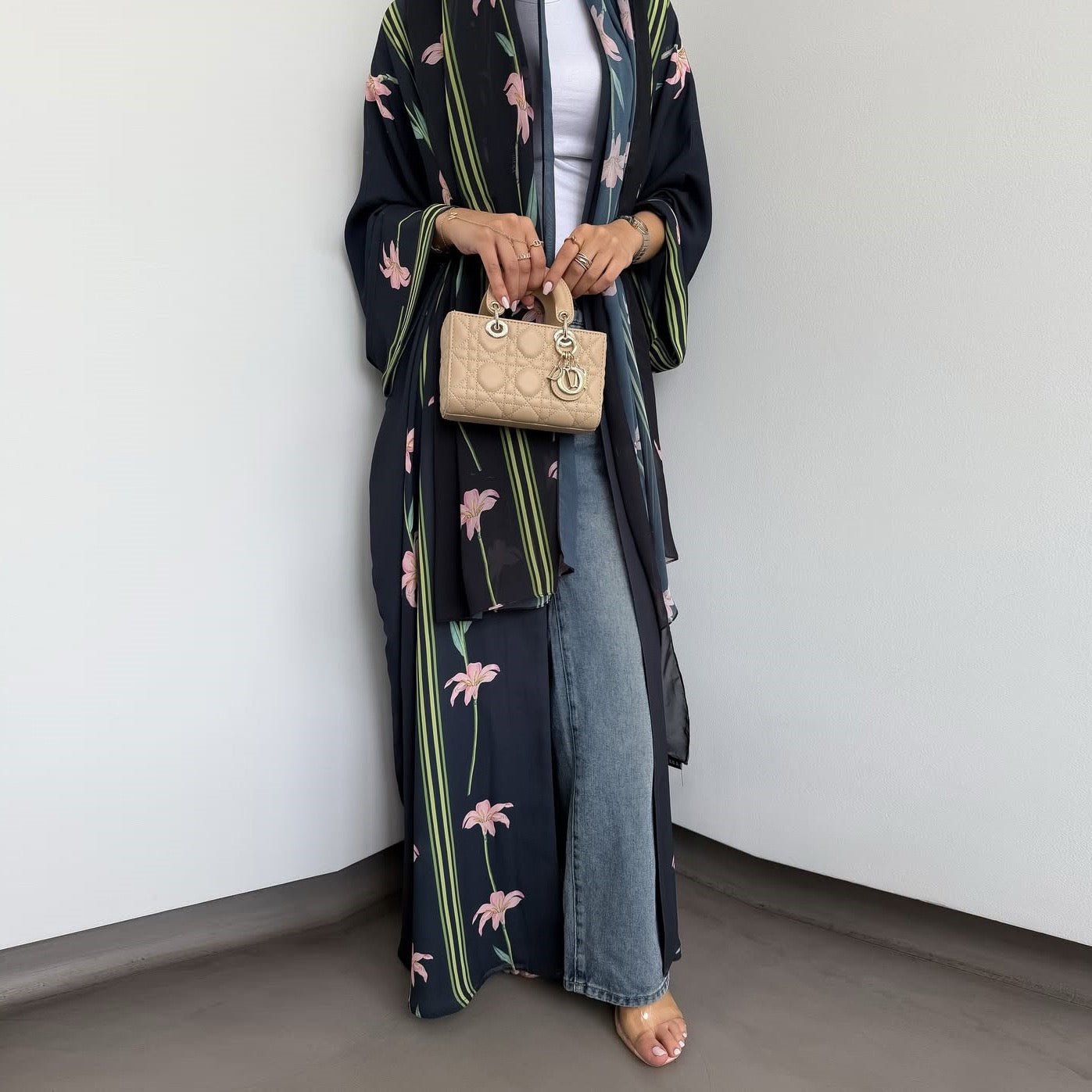 The Rizah Floral Print Abaya Set (IA164) - Ikah