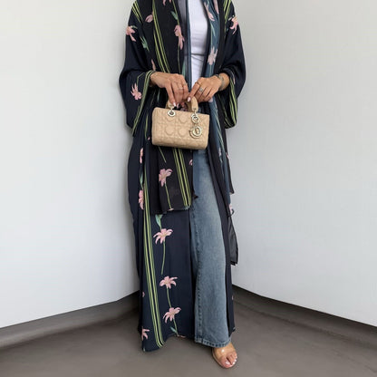 The Rizah Floral Print Abaya Set (IA164) - Ikah