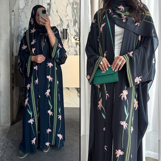The Rizah Floral Print Abaya Set (IA164) - Ikah