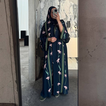 The Rizah Floral Print Abaya Set (IA164) - Ikah