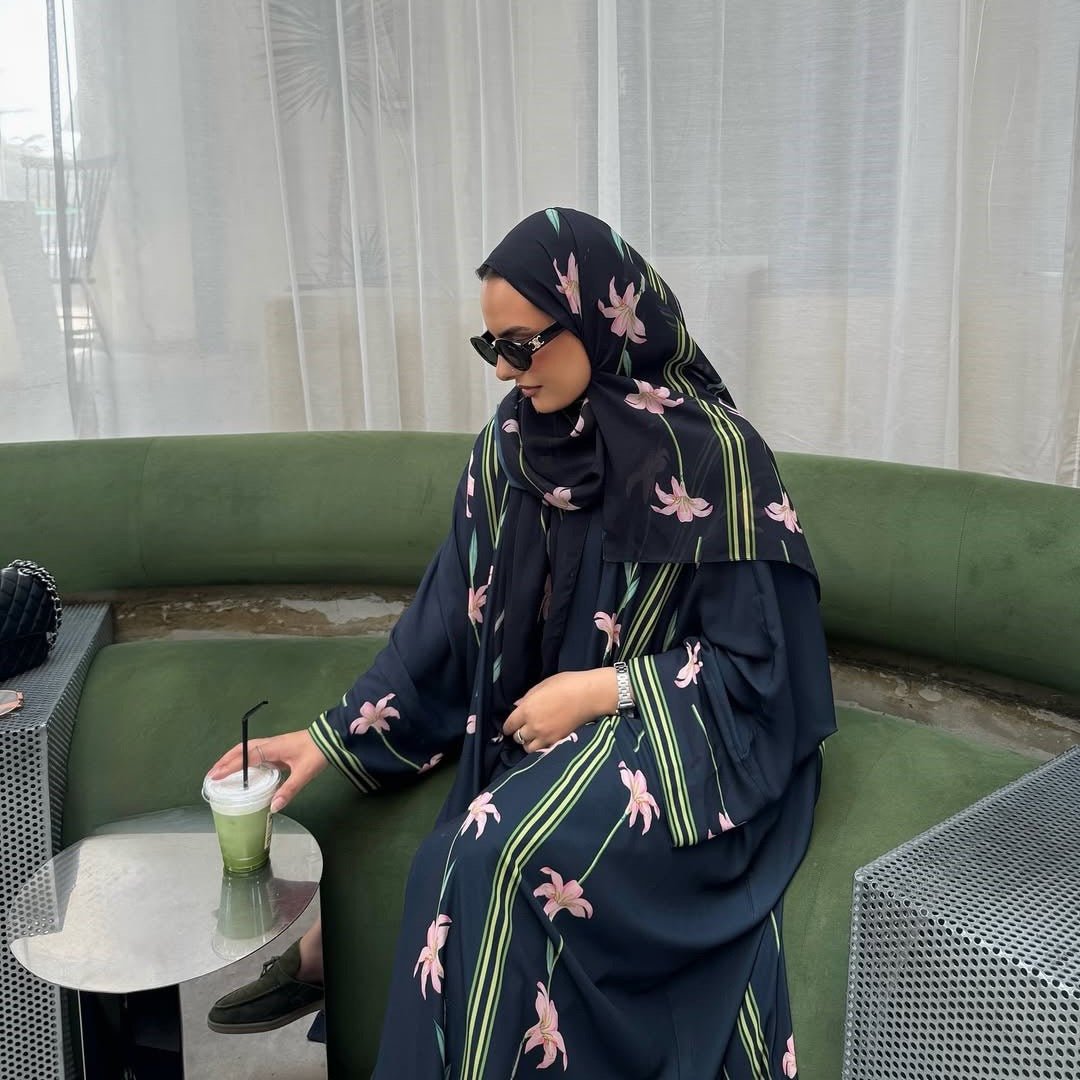 The Rizah Floral Print Abaya Set (IA164) - Ikah