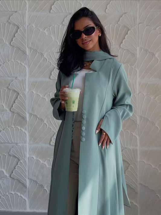 Turkish Coat Abaya With Matching Hijab (EG117) - Elara Global