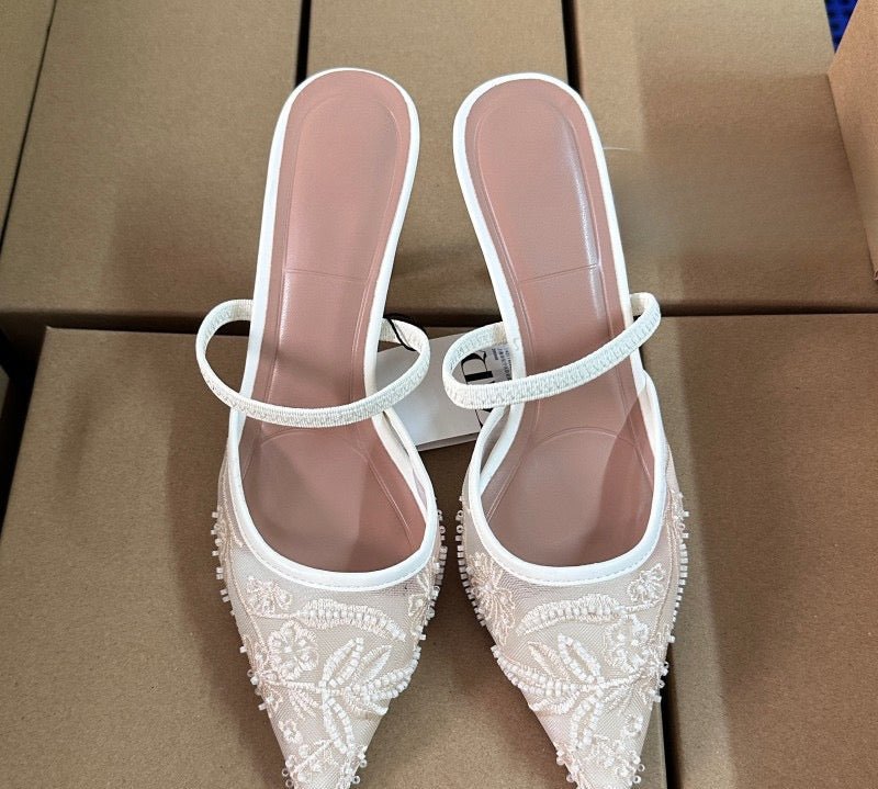 ZARA EMBROIDERED MESH SLINGBACK SHOES - Elara Global